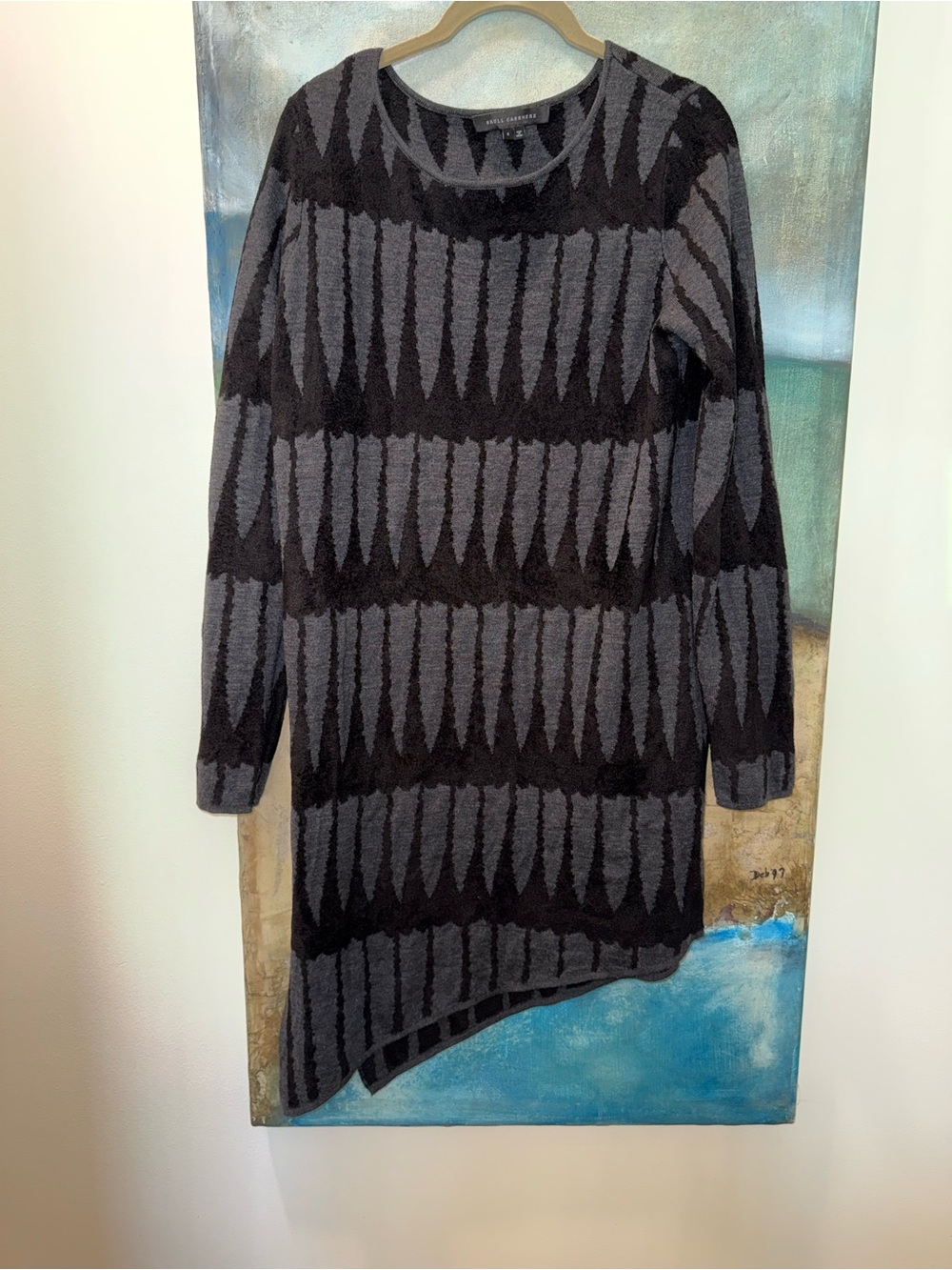 Skull Cashmere Black & Gray Asymmetrical Knit Dress